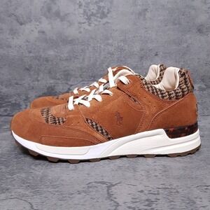 POLO Ralph‎ Lauren X Harris Tweed Trackster 200 Shoes Mens 9.5 Brown Sneakers